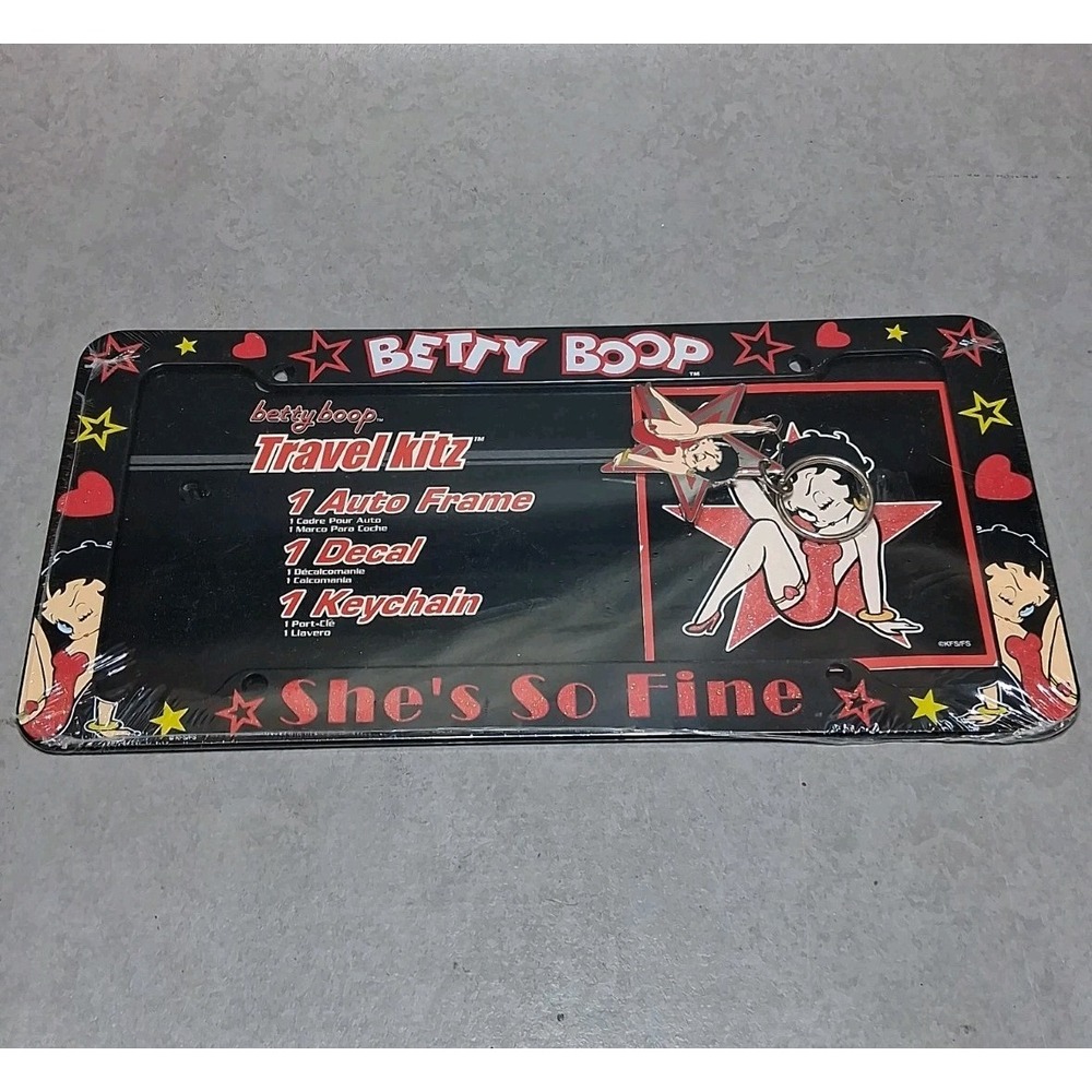 Betty Boop License Plate Sealed 2007 New Sealed Vintage Rare + Key Chain